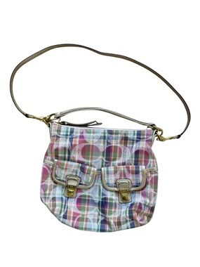 Coach Multicolor Plaid Shoulder Bag with Gold Hardware